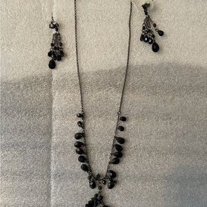 Vintage Brand 2028 ~ Black Beaded Necklace and Earrings Set